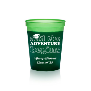 And The Adventure Begins, meet this new customizable Stadium Cup which will fit perfectly on your Grad Party! Get your own name branded on this cup and surprise the others!