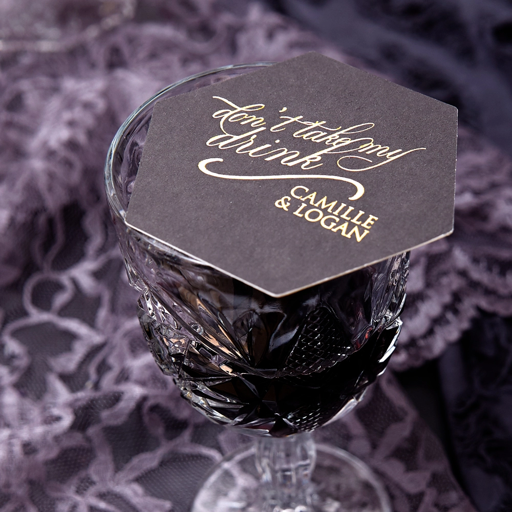 Create custom coasters for your wedding bar offerings