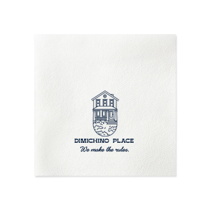 Lay down the law of the land at your housewarming with the Home Rule Maker Napkin, featuring "We make the rules" beneath a minimalistic modern house graphic, with your chosen name or street in a crisp, modern block font. A statement piece for your new home's debut.