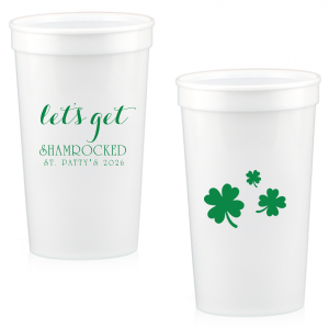 ForYourParty's personalized Lime 16 oz Stadium Cup with Matte Spruce Cup Ink Colors has a Clovers graphic and is good for use in St. Patricks Day, Holiday themed parties and can't be beat. Showcase your style in every detail of your party's theme!