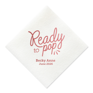 The ever-popular Pearl Gold Shimmer Cocktail Napkin with Shiny Rose Quartz Foil has a Ready to Pop graphic and is good for use in Words, Baby Shower themed parties and can't be beat. Showcase your style in every detail of your party's theme!