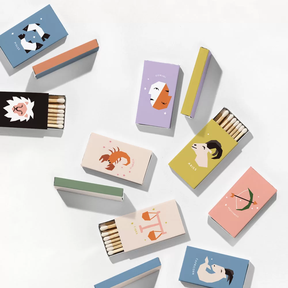 add zodiac matchboxes to your wedding party gifts