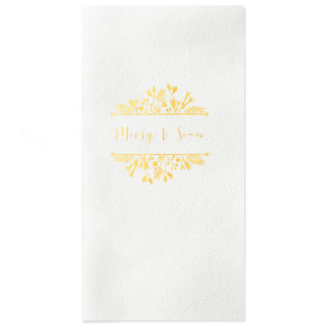 ForYourParty's elegant Cream Linen Like Cocktail Napkin with Shiny 18 Kt Gold Foil has a Floral Frame 1 graphic and is good for use in Floral themed parties and will look fabulous with your unique touch. Your guests will agree!