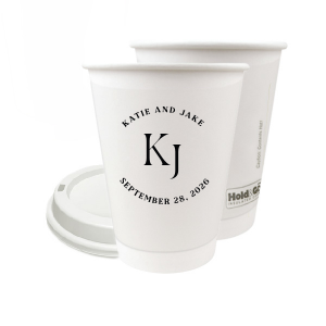 Embrace the essence of matrimonial elegance with the Nuptial Arch Initials Cup, featuring the couple's names and wedding date in a minimal and pristine design, arched gracefully over their shared initials. Cheers to this chic wedding day decor.