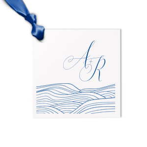 An elegant script and striking waves makes these letterpress printed tags an elegant addition to your coastal wedding. Perfect for tying up wedding favors, or adding to bottles of wine for the guests, these custom printed tags are sure to impress.