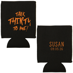 Keep your drinks cool and your party cooler with the Talk Thirty to Me Birthday Can Cooler. This playful design embraces the milestone with the popular phrase "Talk Thirty to Me," turning the entry into "serious adulting" into a fun, festive toast. The Big 3-Oh Never Tasted So Good! 