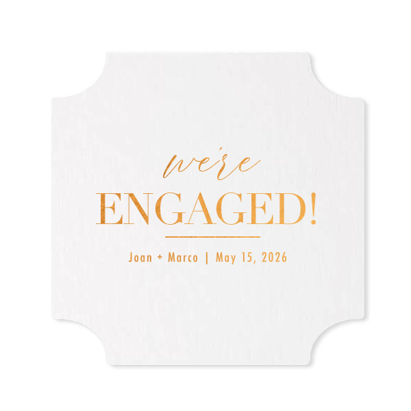 Our custom Blush w/ Kraft back Hexagon Coaster with Satin Copper Penny Foil can be customized to complement every last detail of your party.