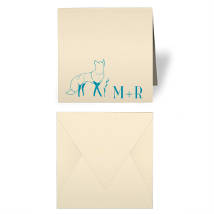 Our custom Natural Clay Gray Classic Note Card with Satin French Blue Foil has a Cottage Fox graphic and is good for use in Animals themed parties and can't be beat. Showcase your style in every detail of your party's theme!