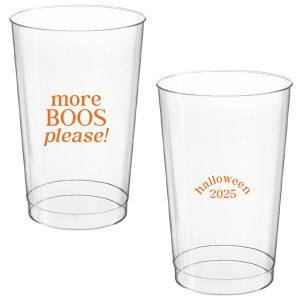 Celebrate Halloween with the More Boos Please Cup. Personalize with the year, and get ready to cheers in style with this modern Halloween party accessory. Perfect for office Halloween parties or at home spooky events. 