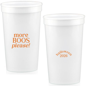 Celebrate Halloween with the More Boos Please Cup. Personalize with the year, and get ready to cheers in style with this modern Halloween party accessory. Perfect for office Halloween parties or at home spooky events. 