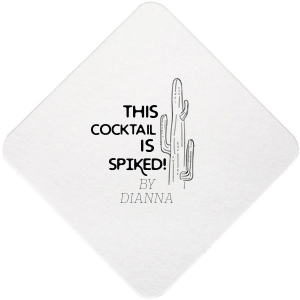 Set down your glass and raise a brow with the Cactus Spiked Coaster where the host's name playfully takes the blame for the extra kick. With a stately cactus illustration, this coaster brings a dash of desert wit to your spirited soiree