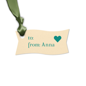 ForYourParty's elegant Poptone Teal/Peacock Rectangle Gift Tag with Matte White Foil has a Solid Heart graphic and is good for use in Wedding, Hearts, Anniversary themed parties and are a must-have for your next event—whatever the celebration!