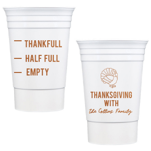 Delight friends and family this holiday season with the Funny Thankful Family Name Cup. The cheeky party cup is perfect for festive functions and home entertainment. Customize the design with personalized text, showcasing your family's name in your choice of one of our many colors!
