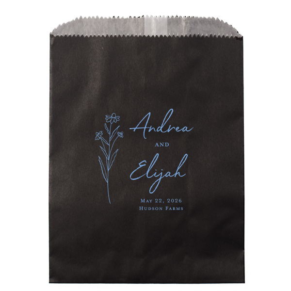 Our custom Ivory Cookie Bag with Satin French Blue Foil has a Stem Daisy Flower graphic and is good for use in Floral and Wedding themed parties and will give your party the personalized touch every host desires.