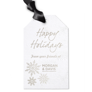 ForYourParty's personalized White Wood Wine Hang Tag with Shiny Merlot Foil has a Snowflake Cluster graphic and is good for use in Delphine themed parties and can't be beat. Showcase your style in every detail of your party's theme!