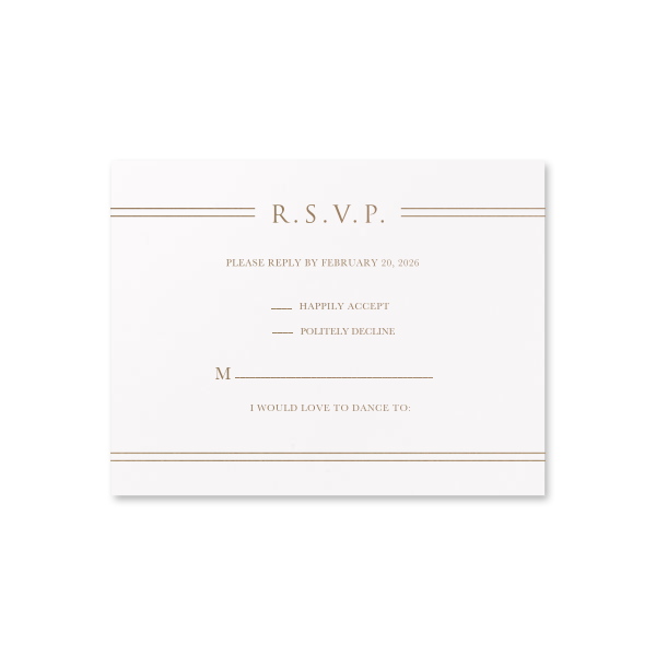 Custom Lettra Pearl White 110lb Letterpress RSVP Card with Black Ink Letterpress Inks can't be beat. Showcase your style in every detail of your party's theme!