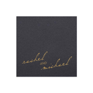 Enhance your table with the Vintage Modern Script Napkin where timeless script meets modern asymmetry. Each napkin subtly showcases the couple's names, offering a unique detail to your event — perfect for gatherings that blend tradition with a touch of the contemporary.