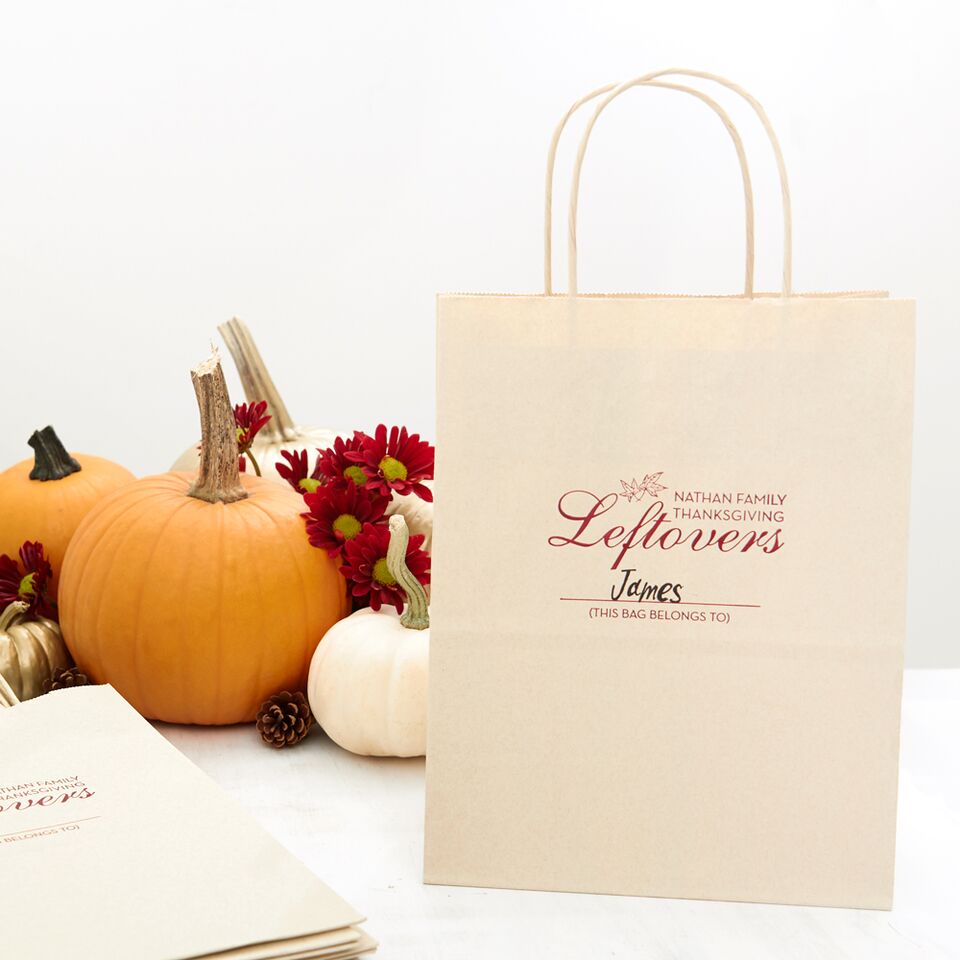 custom designed holiday leftovers gift bag