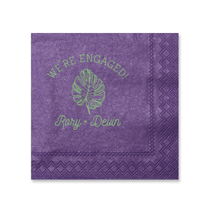 Announce your engagement with the We’re Engaged! Palm Leaf & Names Napkin. Featuring an artistic palm leaf symbolizing victory, peace, and eternal life, this design captures the joy of your exciting news. With the couple’s names below, it’s a beautiful way to celebrate your love story.