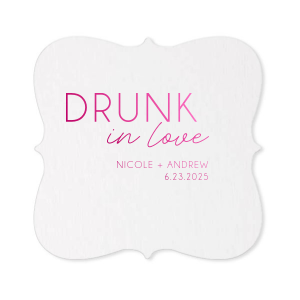 Personalized White Round Coaster with Shiny Fuchsia Foil will impress guests like no other. Make this party unforgettable.