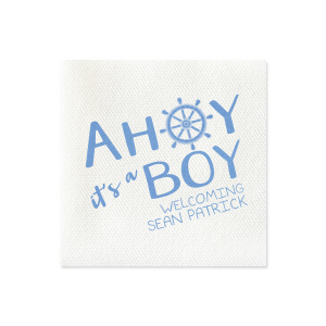 ForYourParty's personalized Dark Turquoise Linen Like Cocktail Napkin with Matte Sunflower Foil has a Nautical graphic and is good for use in Beach/Nautical themed Baby Shower and Sip and See parties and will impress guests like no other. Make this party unforgettable.