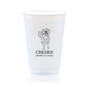 Invite man's best friend to your wedding with the Golden Retriever Wedding Cup. Featuring an adorable picture of a golden retriever, you can personalize this cup with the couple's names for a wedding. 