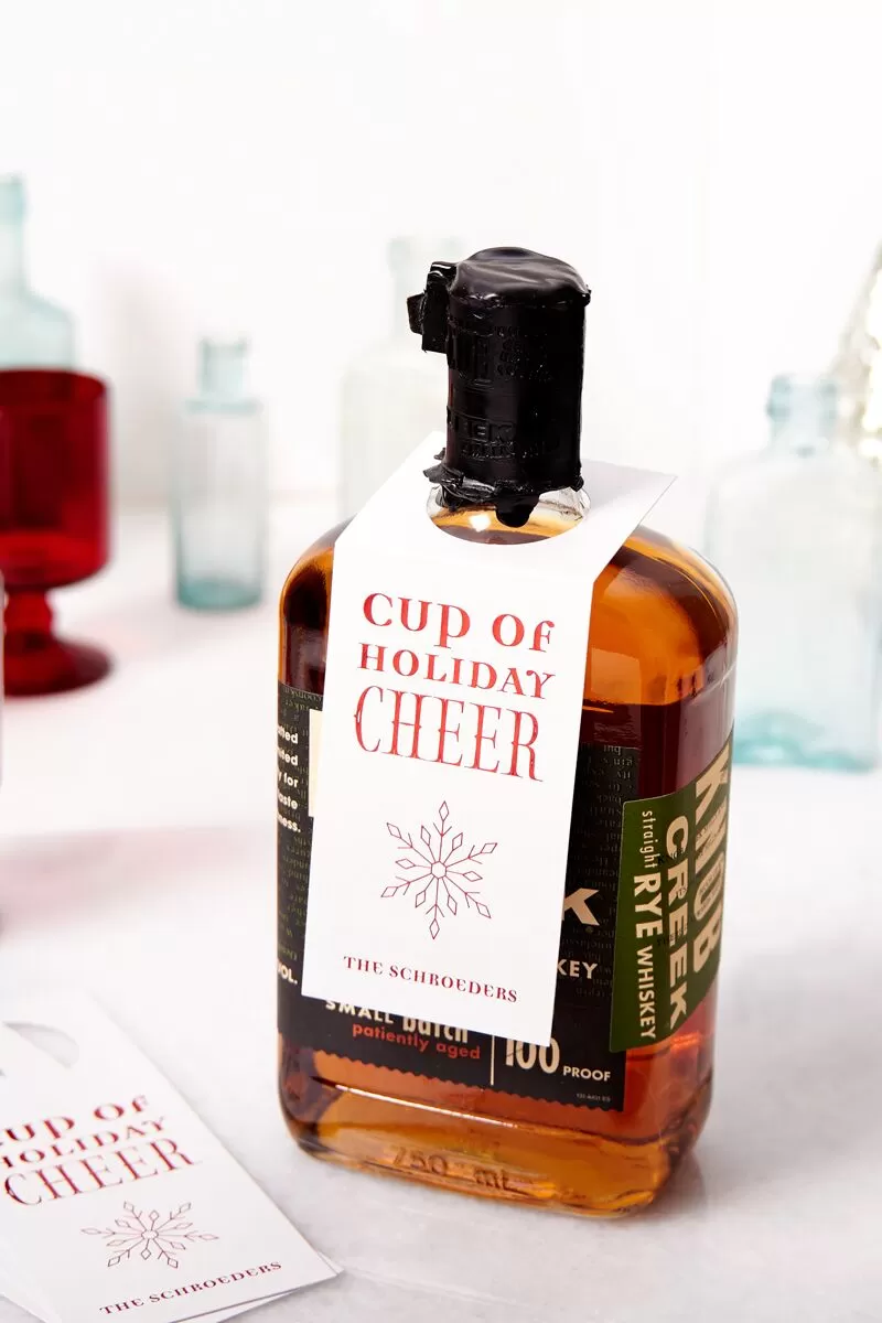 Custom designed holiday wine tags