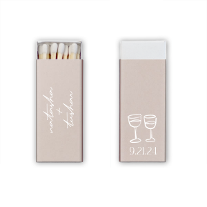 Boho Terracotta Line Art Wedding Matchbox