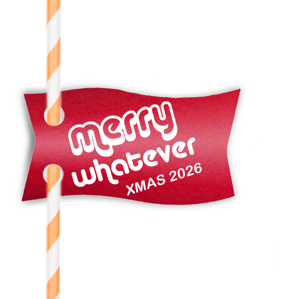 Our custom Glitter Cherry Red Double Point Straw Tag with Matte White Foil has a Merry Whatever graphic and is good for use in Christmas, Holiday, Words themed parties and will impress guests like no other. Make this party unforgettable.
