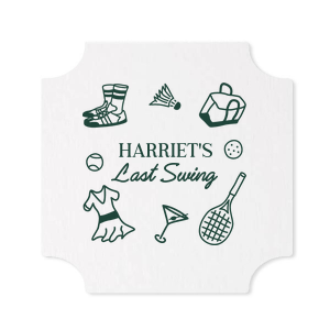 Get outdoors and get partying with the Last Swing Coaster from our Country Club collection. The fun and breezy design is perfect for sporty occasions or summertime events. Customize the text and color to add a personal touch to your party product.