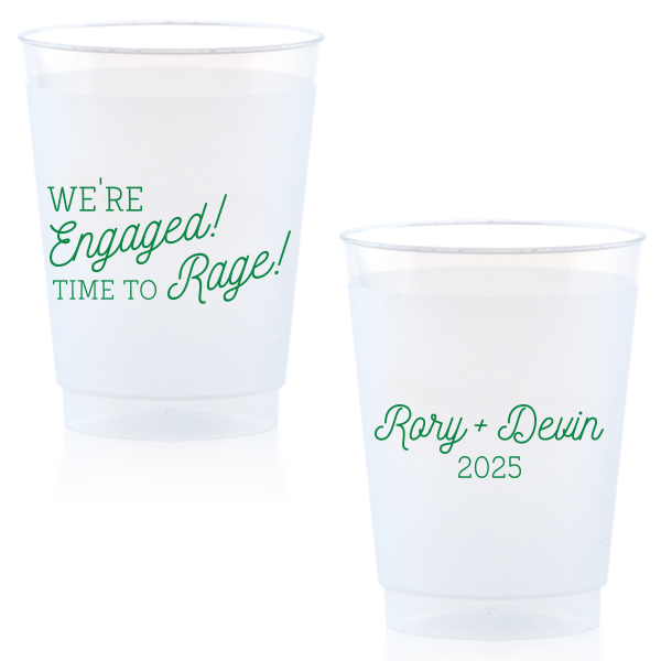 ForYourParty's personalized Green 12 oz Frost Flex Color Cup with Matte White Ink Cup Ink Colors can be personalized to match your party's exact theme and tempo.