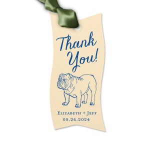 ForYourParty's chic Poptone Pastel Pink Luggage Gift Tag with Satin Copper Penny Foil has a Bulldog graphic and is good for use in Animals themed parties and will give your party the personalized touch every host desires.