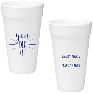 Celebrate the big achievement with the You Did It! Graduation Cup. Featuring an enthusiastic "You did it!!" complete with a graduation cap and class year, this design is perfect for toasting to the new graduate’s success and bright future.
