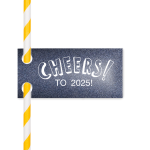 The ever-popular Glitter Black Rectangle Straw Tag with Matte White Foil has a Cheers graphic and is good for use in Words, Drinks, Hearts themed parties and will look fabulous with your unique touch. Your guests will agree!