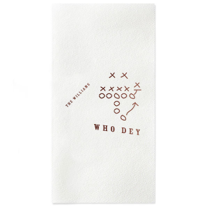 The new custom Big Game Napkin has a special graphics that will add the final touch on your party. They will bring that Football spirit inside your party, your guests will agree!
