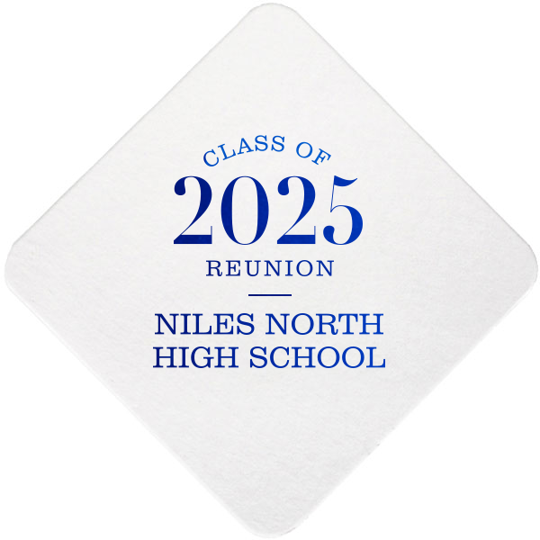 ForYourParty's personalized White Square Coaster with Shiny Royal Blue Foil will give your party the personalized touch every host desires.
