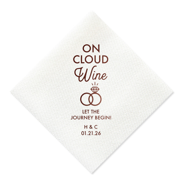 Personalized Watercolor Sangria Cocktail Napkin with Matte Ivory Foil has a Wedding Rings 2 graphic and is good for use in Wedding themed parties and can't be beat. Showcase your style in every detail of your party's theme!
