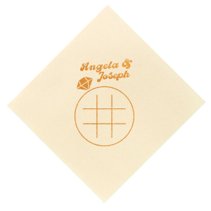 Celebrate your union with a playful twist using the Engagment Ring Tic-Tac-Toe Game Napkin, highlighting an engagement ring themed board. Add a personal touch with the couple's names in a funky, unique style. Ideal for adding fun to any wedding-related festivity.