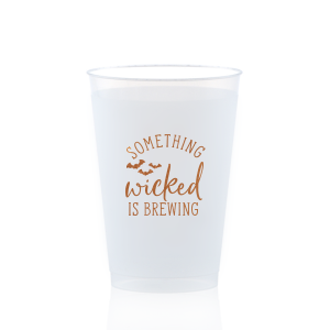 Custom 9 oz Frost Flex Cup with Copper Ink  has a Bats graphic and is good for use in Halloween themed parties and will impress guests like no other. Make this party unforgettable.