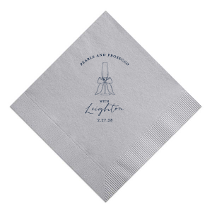 Class up your next special occasion with the Pearls and Prosecco Champagne Flute Napkin. The customizable design is available in your choice of napkin style and color, along with personalized text in a variety of foil stamp colors. Perfect for weddings, engagements, anniversaries, and more!