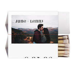 Our beautiful custom White Classic Custom Photo Matchbox with Matte Black Ink Digital Print Colors are a must-have for your next event—whatever the celebration!