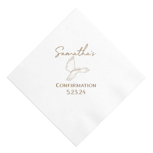 Personalized White Cocktail Napkin with Shiny Champagne Foil has a Dove graphic and is good for use in Animals, Beach/Nautical themed parties and will look fabulous with your unique touch. Your guests will agree!