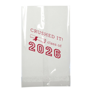 Add flair to the grad bash with the Crushed It Grad Bag, featuring a festive diploma and 'Class of' motif. It's the ideal vessel for party goodies, echoing the celebratory vibe of a graduate's milestone with whimsical charm.