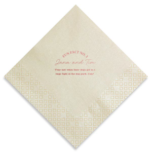 Personalized Ivory Cocktail Napkin with Shiny Rose Quartz Foil can't be beat. Showcase your style in every detail of your party's theme!