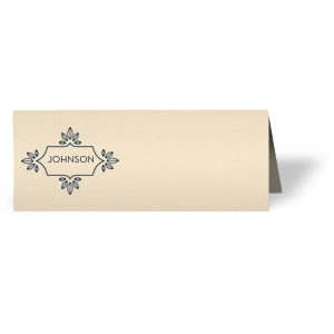 Our beautiful custom Natural Ivory Regal Place Card with Matte Navy Foil has a Love Buds Frame graphic and is good for use in Frames, Floral, Wedding themed parties and couldn't be more perfect. It's time to show off your impeccable taste.