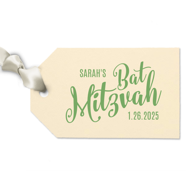 Mitzvah Fun Script Letterpress Tag