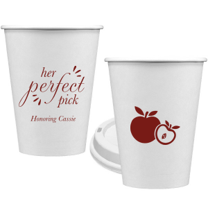 Our personalized Matte Merlot Ink 16 oz Paper Coffee Cup with Lid with Matte Merlot Ink Cup Ink Colors has a Apple graphic and is good for use in Food themed parties and can be customized to complement every last detail of your party.