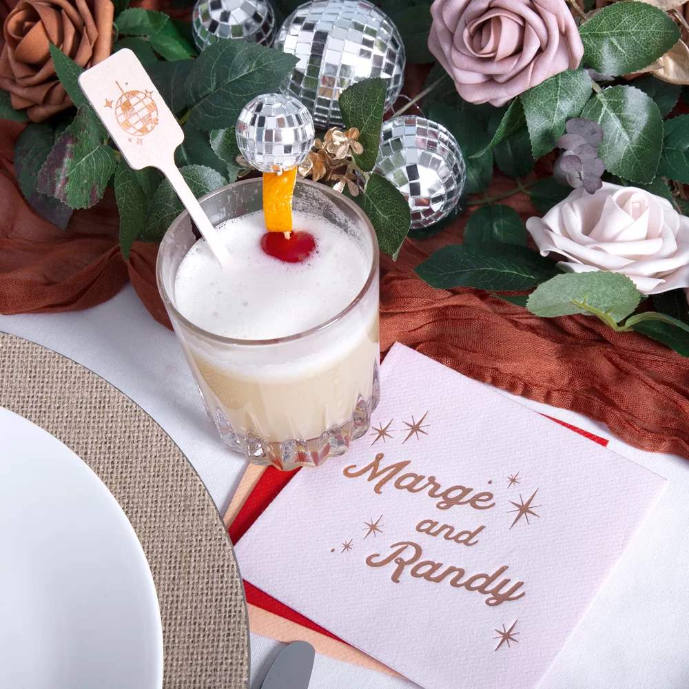 Linen Like cocktail napkin with names printed