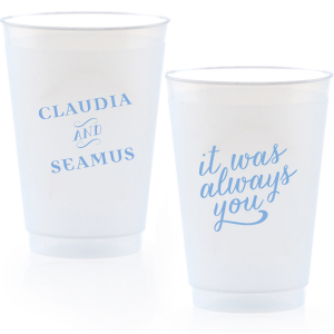 Classic Angled Names Cup is good for weddings, anniversaries and romantic themed parties. Easily customize the design to complement every last detail of your party.