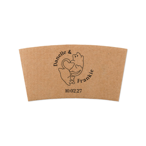 Amaze guests or customers with the cute Cat Tails of Love Coffee Sleeve. Featuring two playful felines, the customizable text can be easily personalized to your liking, making it an easy accessory for any engagement or business.